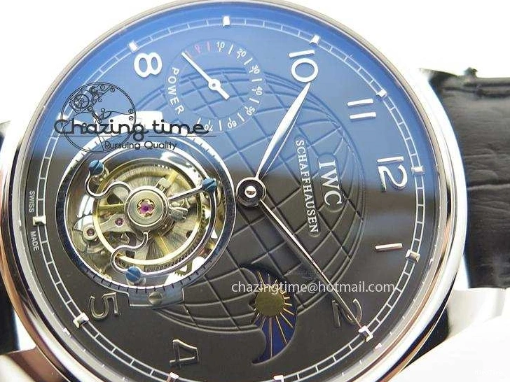 MIROTIME 0331 Portuguese Tourbillon Power Reserve Moonphase SS Black Dial On Black Leather Strap TechFriendly 7321